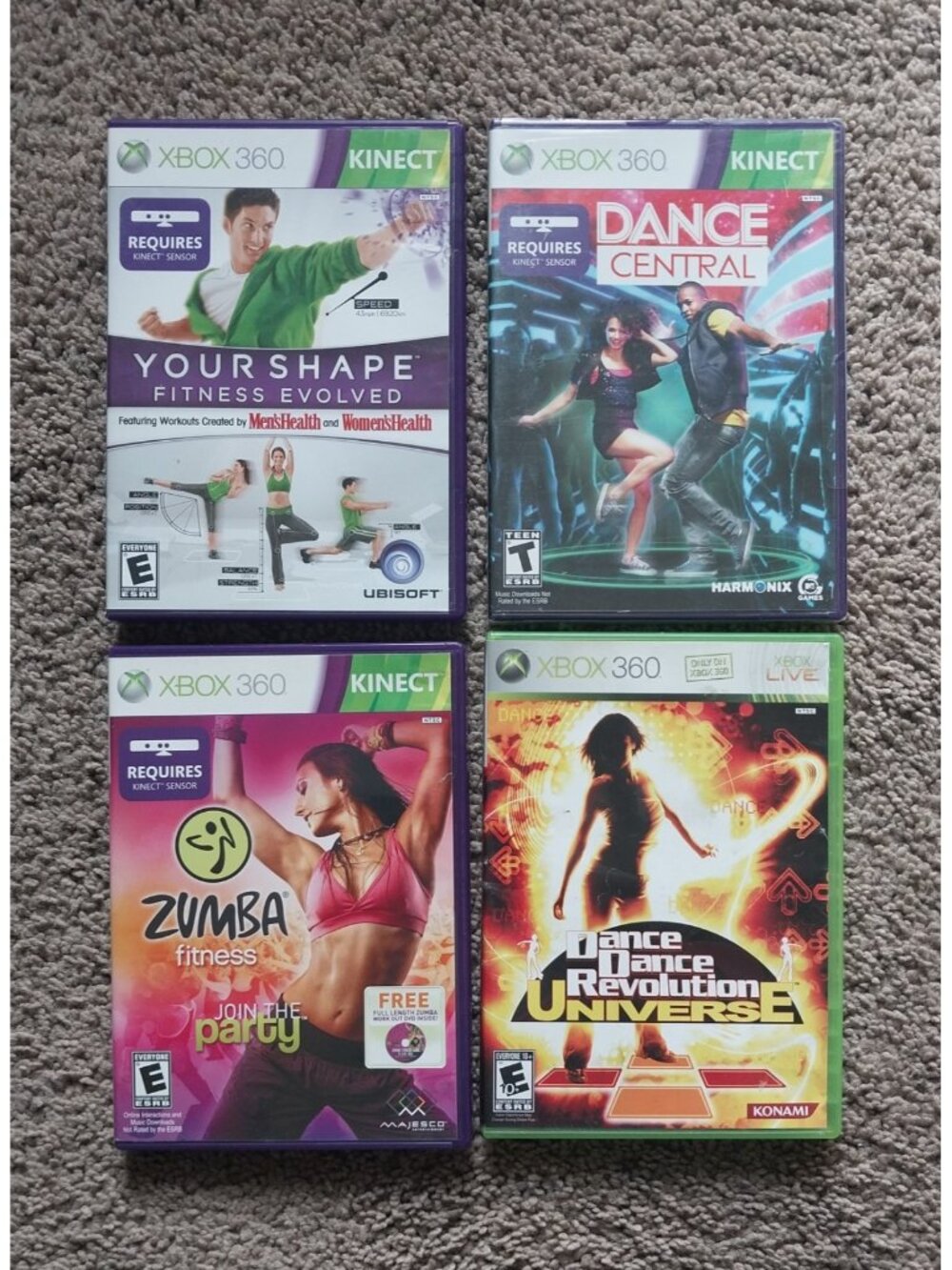 Xbox 360 Games Lot Zumba Dance Central Dance Dance Revolution Your Shape